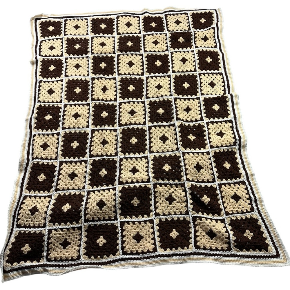 Handmade Granny Square Crochet Afghan Throw Blanket 56x67